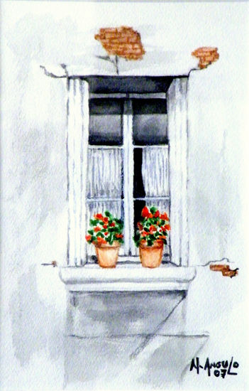 Ventana con geranios 