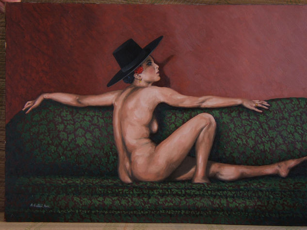 Posando en el sofá Oil Canvas Nude Paintings