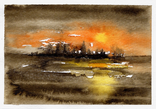 Ocaso en Cartago Watercolour Paper Landscaping