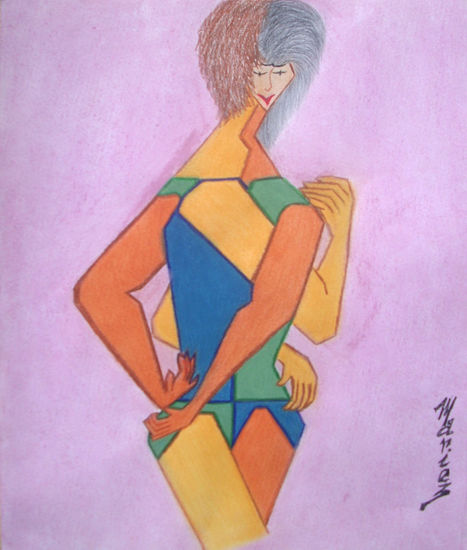 DOBLE VIDA Pastel Paper Figure Painting