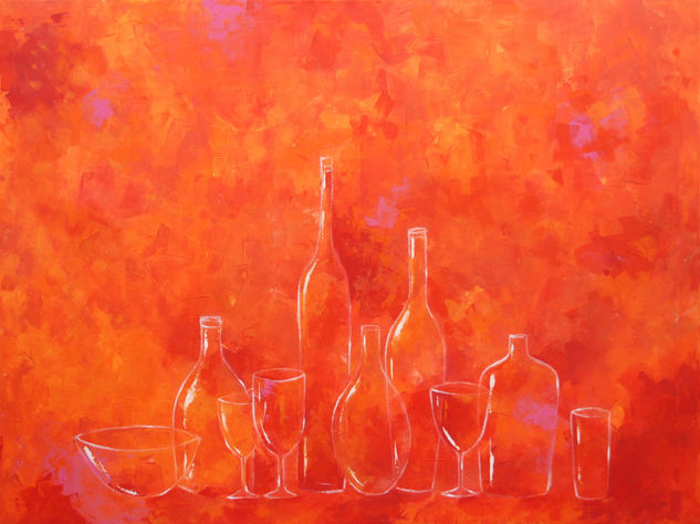 Botellas naranja Mixed media Canvas Others