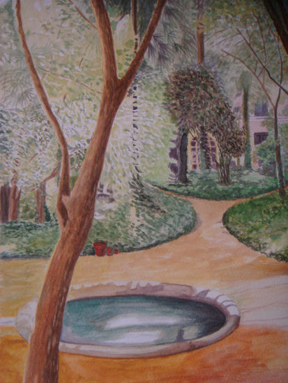 jardín español Oil Canvas Landscaping