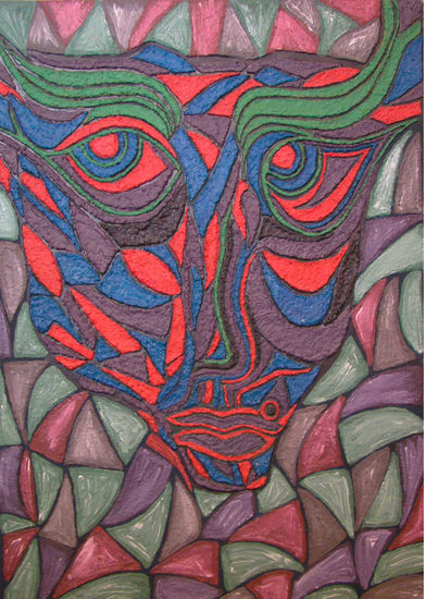 Facetado Mixed media Panel Figure Painting