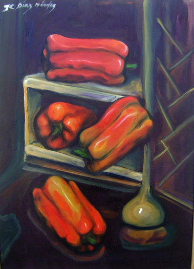 Pimientos 3 Oil Canvas Still Life Paintings