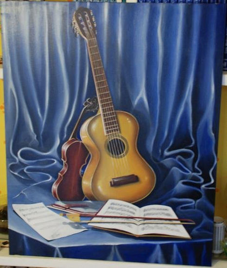 guitarra y violin Oil Canvas Others