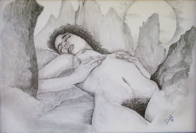 La soledad de mis sueños Pencil (Black) Card Nude Paintings