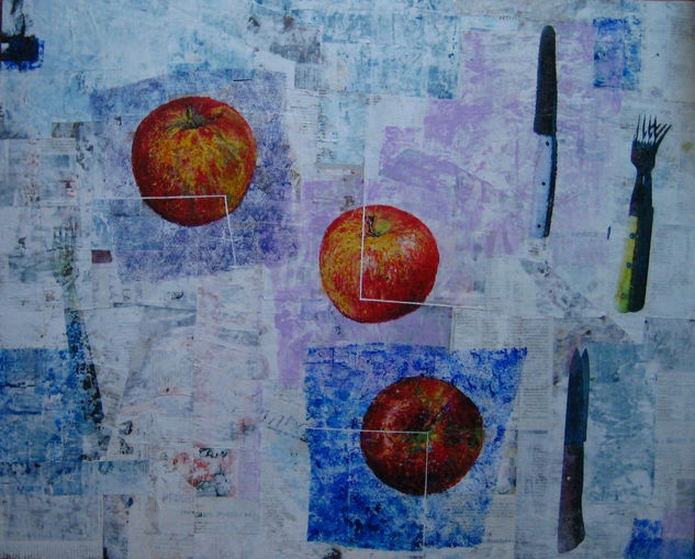 Manzanas y cubiertos Others Panel Still Life Paintings