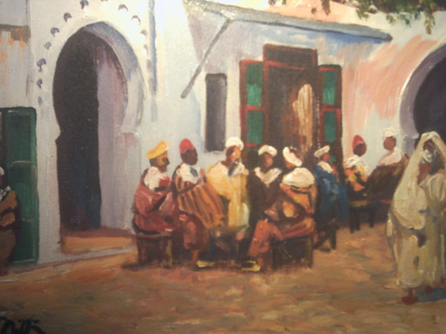 el café de los ancianos Oil Canvas