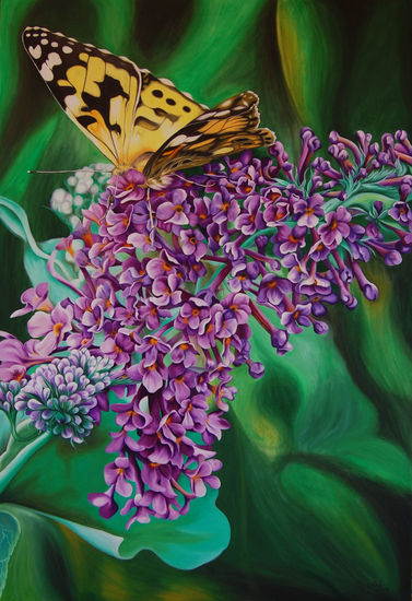 Arbusto de las Mariposas Oil Canvas Floral Painting