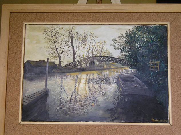 Paisaje con puente Oil Canvas