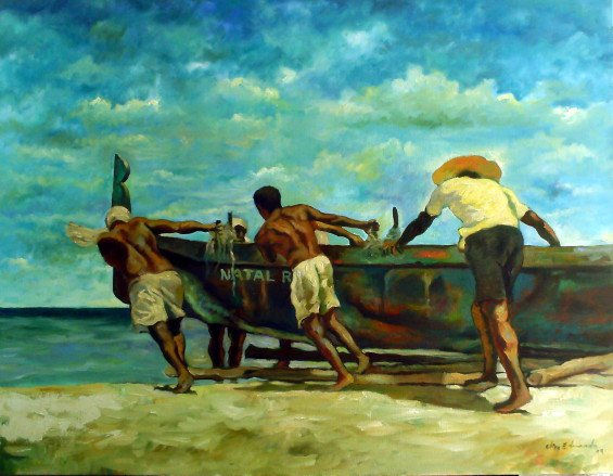 pescadores da ridinha Oil Canvas Landscaping