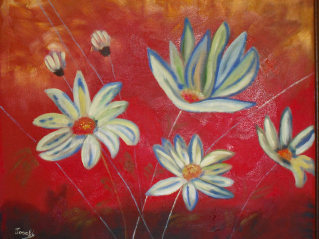 Flores en carmesí Oil Canvas Floral Painting