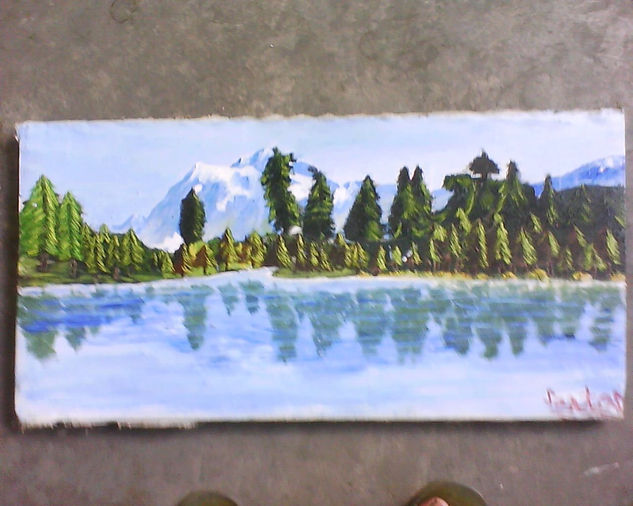 MONTAÑA, BOSQUE Y LAGO Oil Canvas Landscaping