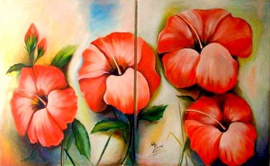 Una a la vez Oil Canvas Floral Painting