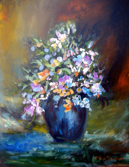 flores 0987 Oil Canvas Floral Painting