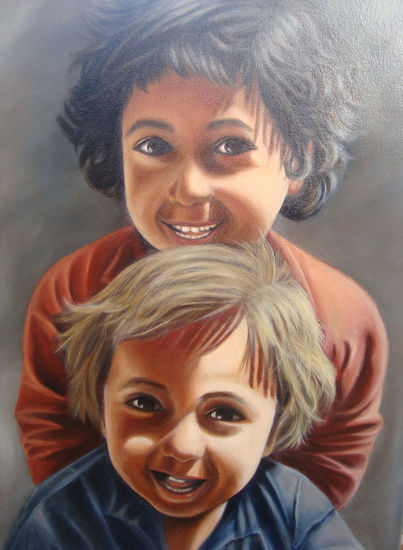 Hermanos y amigos Oil Canvas Portrait