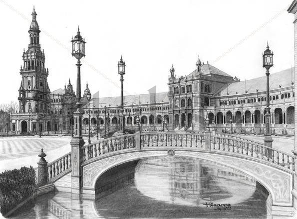 Plaza de España (Sevilla) Carboncillo