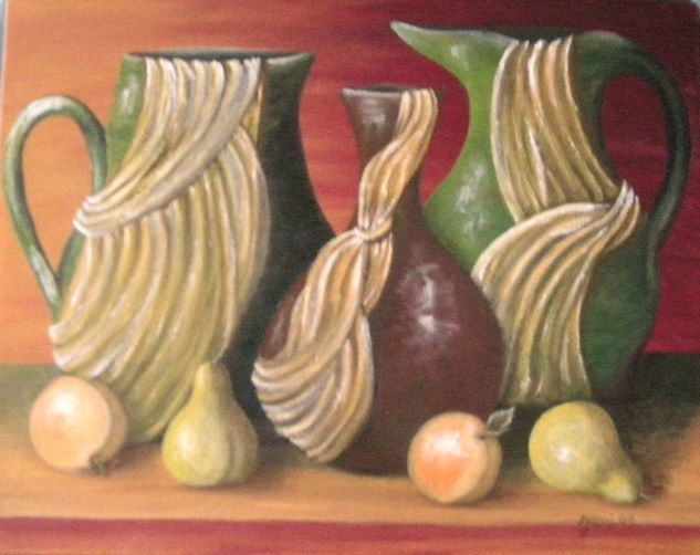 "JARRONES Y FRUTAS" Oil Canvas Still Life Paintings