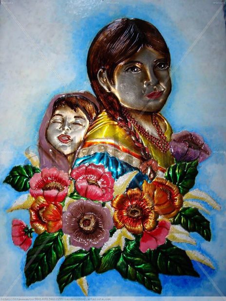 India con su hijo