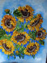 Girasoles fondo Azul  y blanco