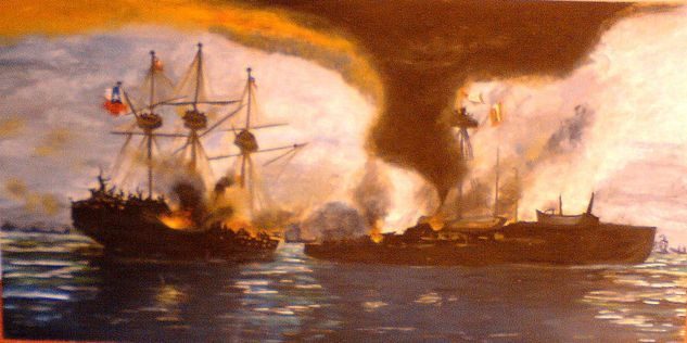 Guerra del Pacífico Oil Panel Marine Painting