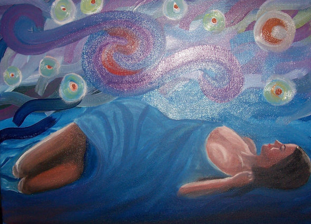 Duerme en la noche estrellada Oil Canvas Landscaping