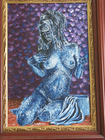 mujer en azul Óleo Lienzo Desnudos