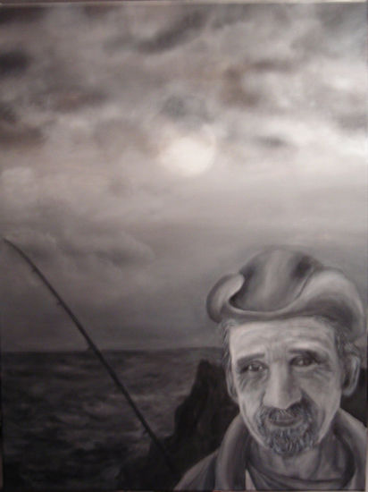 RETRATO DE UN PESCADOR Acrylic Canvas Portrait