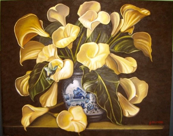 ALCATRACES PARA OFELIA Oil Canvas Floral Painting