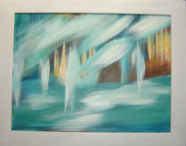 Ilhas na corrente 67. Acrilico s. platex. 67x53cm. Acrílico Tabla Marina