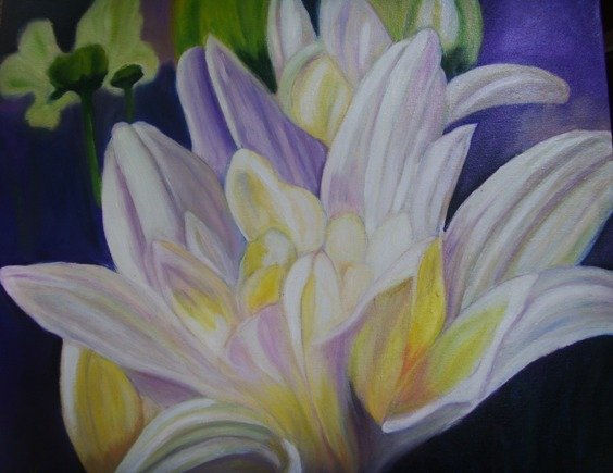 Dalia BLANCA Oil Textile Floral Painting