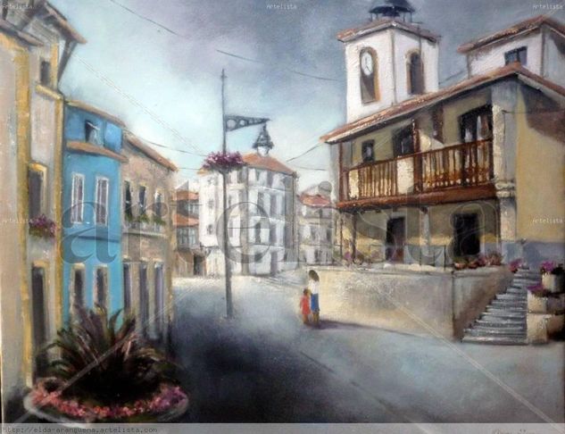 La torre del Reloj Luanco Oil Canvas Landscaping