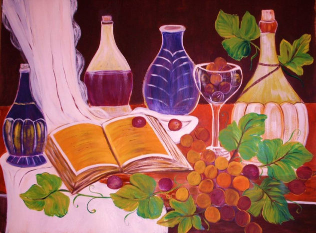 Bodegon con uva Oil Canvas Still Life Paintings