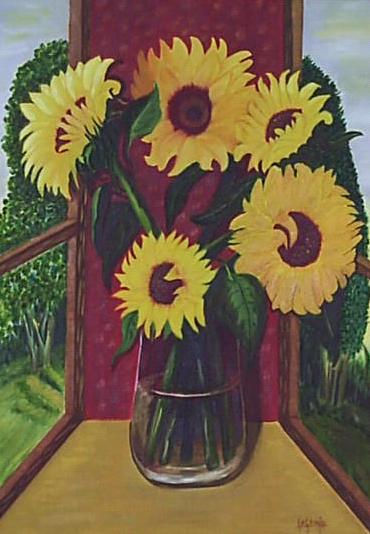 girasoles en altura Oil Canvas Floral Painting