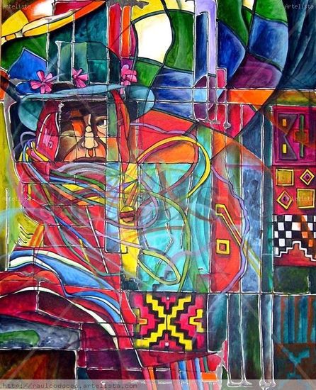 Challa Triste II Acrylic Textile Figure Painting