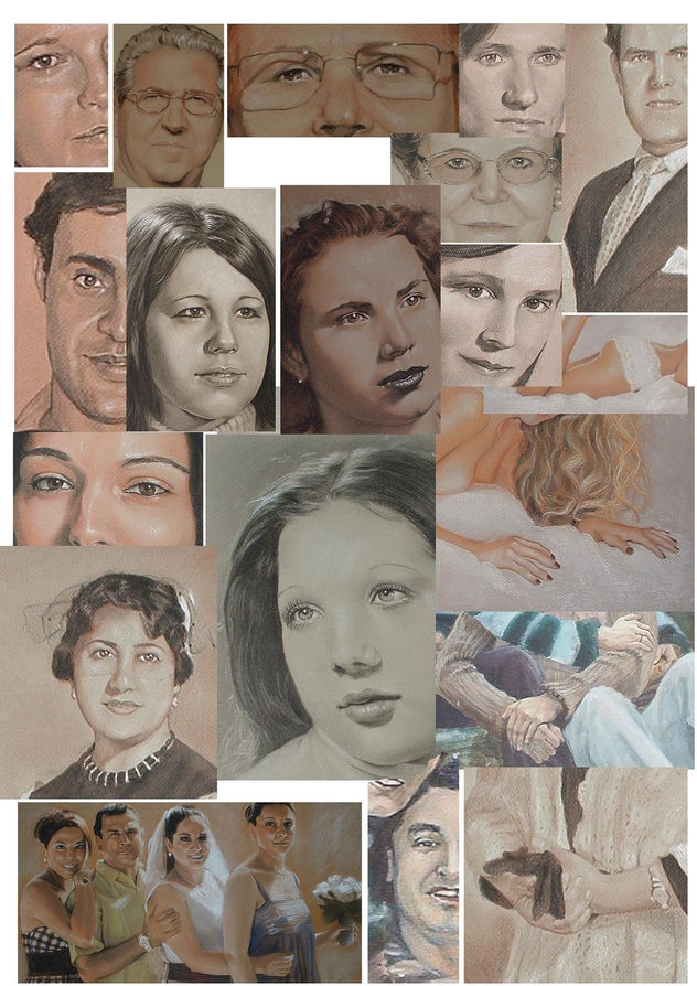 Detalle de retratos de adultos por encargo