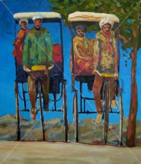 Paseo en triciclo Acrylic Canvas Landscaping