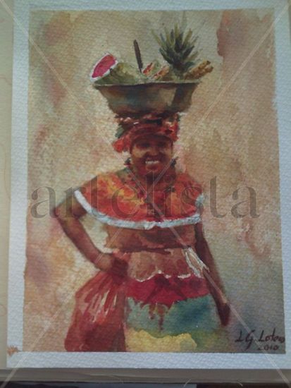 PALENQUERA CARTAGENERA Watercolour Card Figure Painting