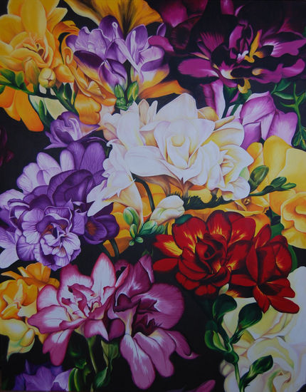 FREESIAS Oil Canvas Floral Painting