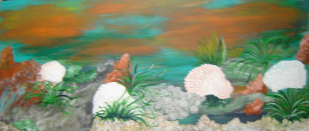 Fundo do mar 4 Mixed media Panel Marine Painting