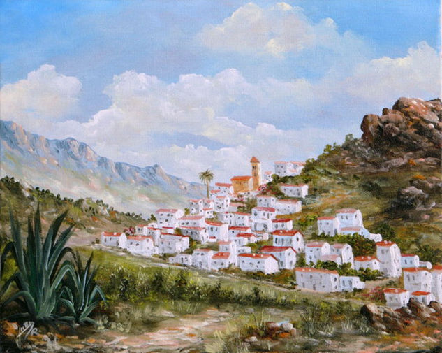 Pueblo  serrano Acrílico Lienzo Paisaje