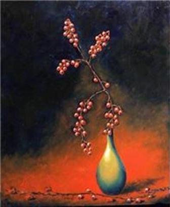 JARRON CON BRANQUILLA Oil Textile Still Life Paintings