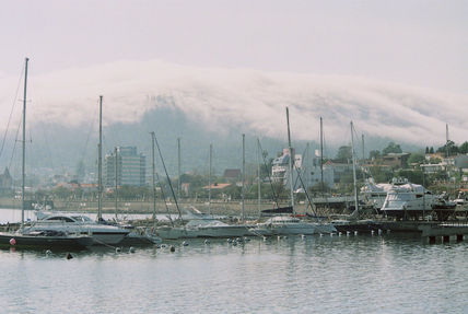 Puerto y niebla