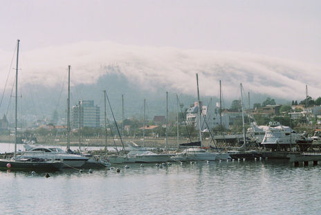 Puerto y niebla