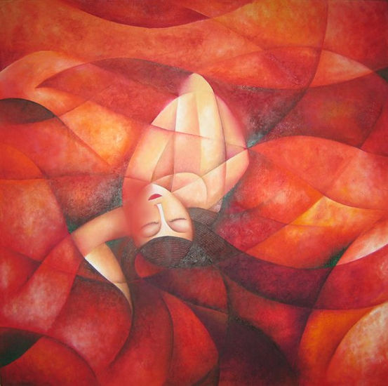 Sueño en rojo Óleo Lienzo Desnudos