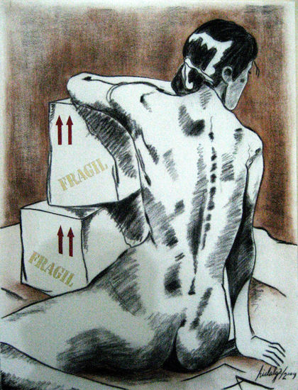 Fragil 1 Mixed media Canvas Nude Paintings