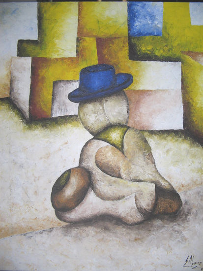 Descanso II del Sur Americano Oil Canvas Figure Painting