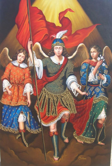 Tres Arcangeles Oil Canvas Portrait