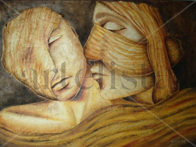 El beso esculturas Oil Canvas Figure Painting