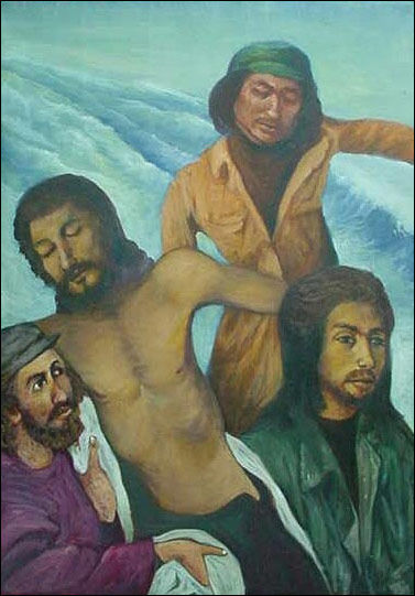 La caída del jefe Oil Canvas